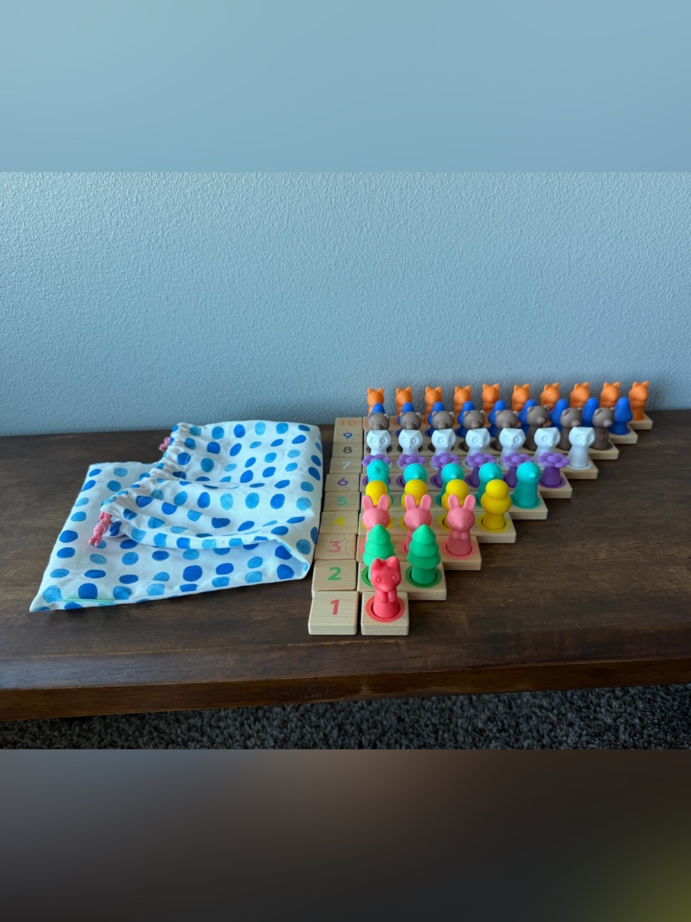 Lovevery Montessori Math Bars and Number Tiles with Counters complete set & bag